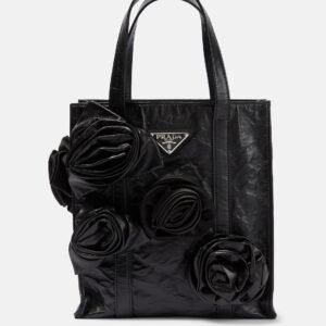 Rosette-embellished leather tote bag