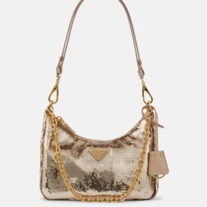 Sequined Re-Nylon shoulder bag