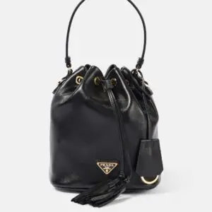 Small leather bucket bag