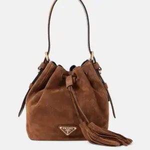 Small suede bucket bag