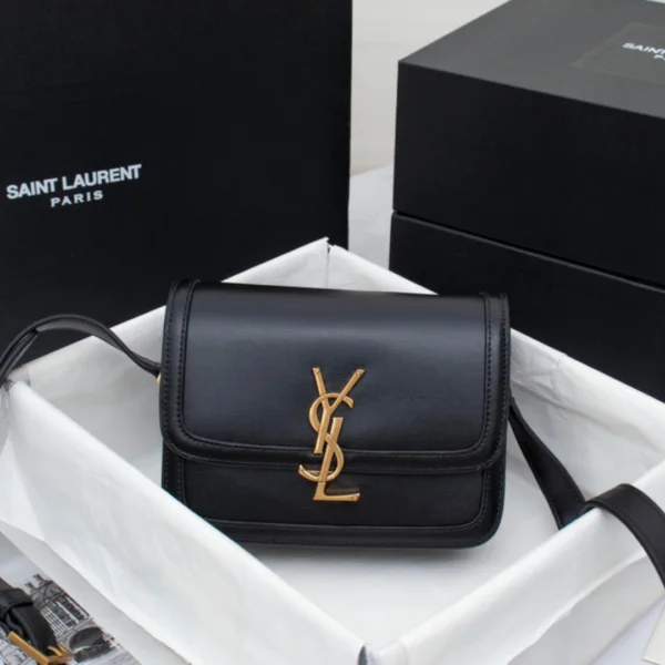 Saint Laurent YSL Solferino Small Leather Satchel Shoulder Bag in Black