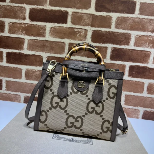 Gucci Diana Jumbo GG Tote Bag Small Camel/Ebony