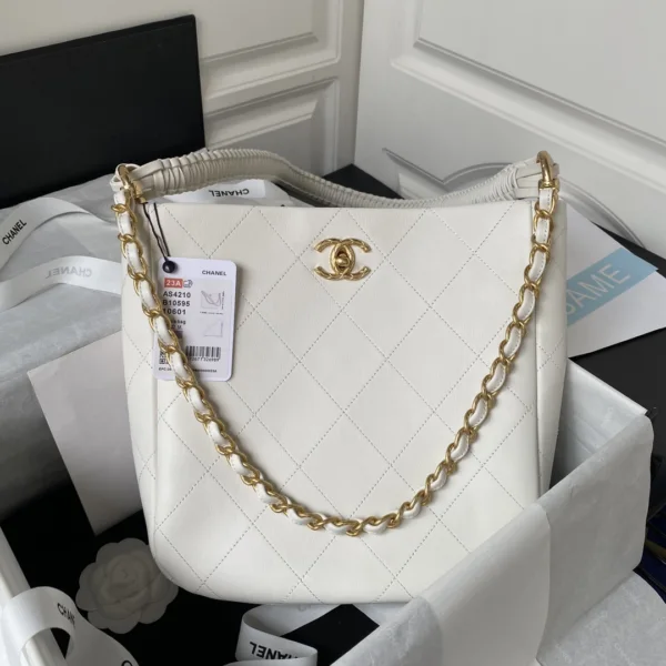 Chanel Calfskin Hobo Bag White/Black