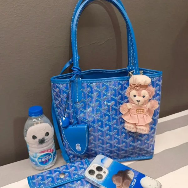 Goyard mini anjou bag blue leather