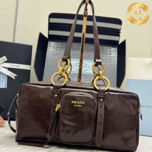 Prada brown suede leather handbag MN657