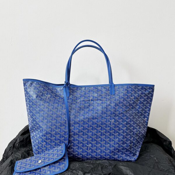 Goyard Blue Goyardine Canvas & Chevroches Calfskin Saint Louis PM Tote
