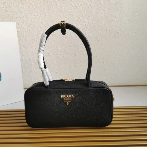 Prada Medium Leather Top-Handle Bag in Black