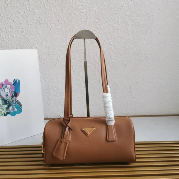 Prada Caramel Medium leather top-handle bag with padlock