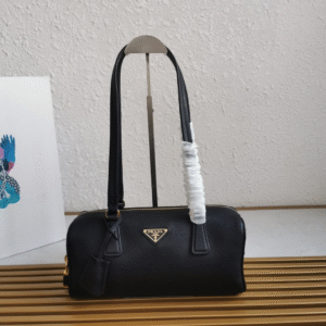 Prada Black Medium leather top-handle bag with padlock