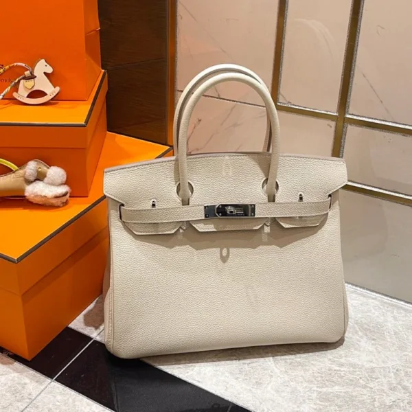 HN 30CM WHITE TOGO LEATHER SILVER HARDWARE