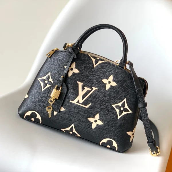 LV PETIT PALAIS PM MEDIUM SHOULDER BAG 29 IN BLACK MIX BEIGE