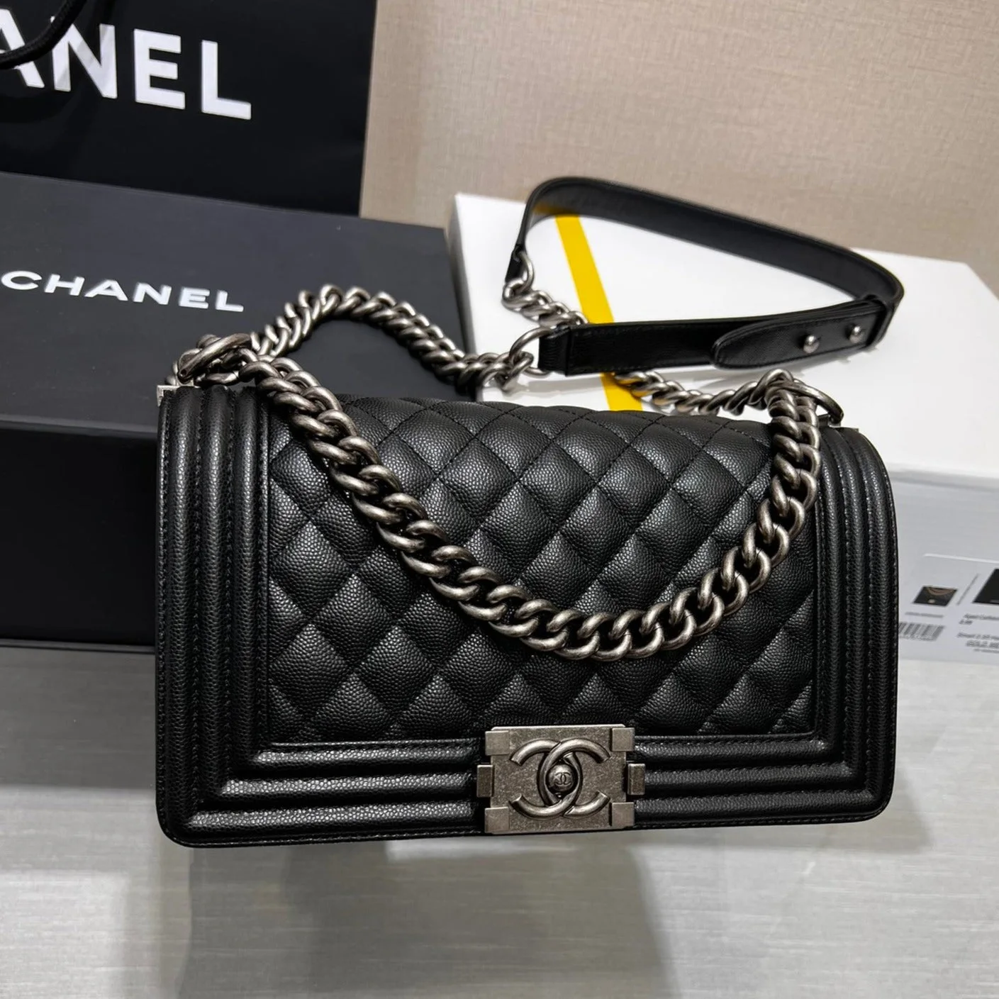 Chanel Boy Black Sliver Hardware Woman’s 20cm