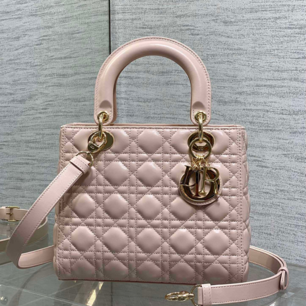 Dior Medium Lady bag in Pink Gold Hardware