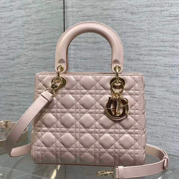 Dior Medium Lady bag in Pink Gold Hardware