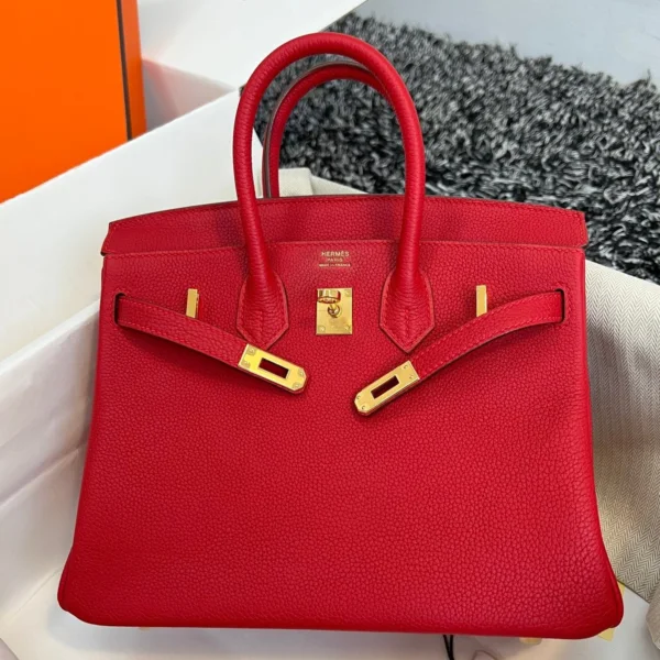 HN 25CM RED TOGO LEATHER GOLD HARDWARE