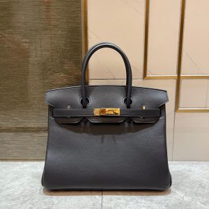 HEMRES BIRKIN 30CM BLACK SWIFT LEATHER GOLD HARDWARE