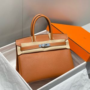 HERMES BIRKIN 30 BROWN TOGO LEATHER SILVER HARDWARE
