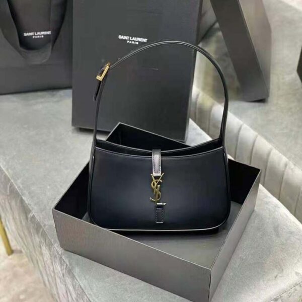 Saint Laurent YSL Women LE 5 A 7 Hobo Bag in Smooth Leather-Black
