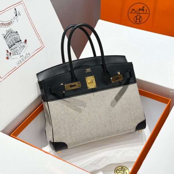 HN 30CM IN BLACK SWIFT WHITE BLACK PLAID TOILE CANVAS