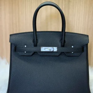 HERMES BIRKIN 25 BLACK TOGO LEATHER WITH PALLADIUM HARDWARE