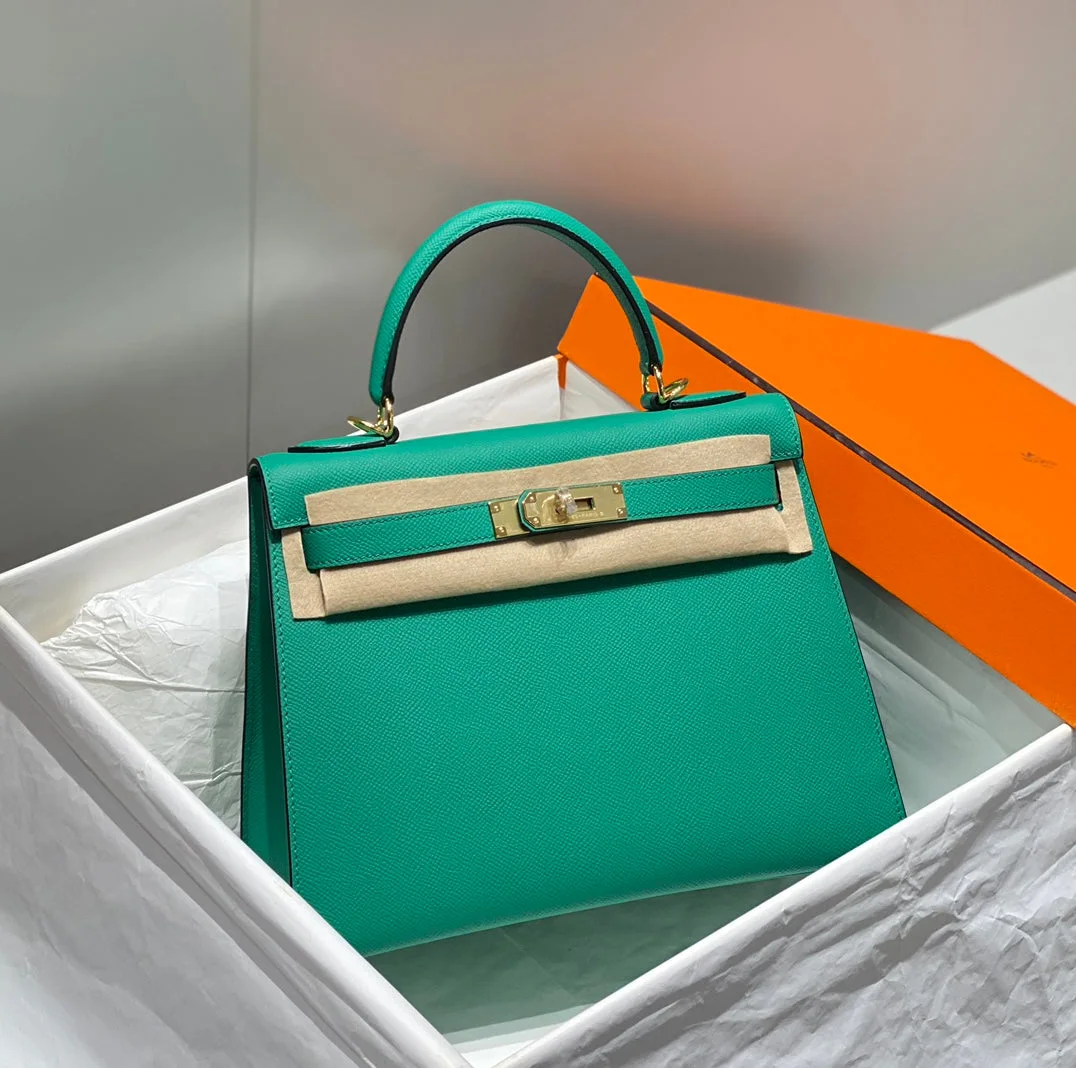 HN 28CM IN VERT VERTIGO EPSOM CALFSKIN GOLD HARDWARE