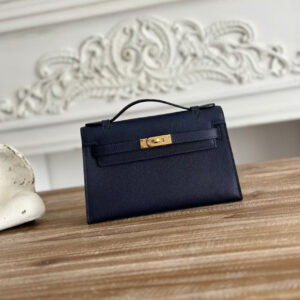 HERMES KELLY MINI POCHETTE 22 IN NAVY BLUE