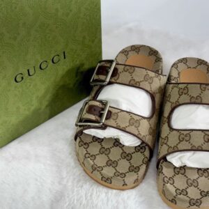 GUCCI monogram canvas slide sandals