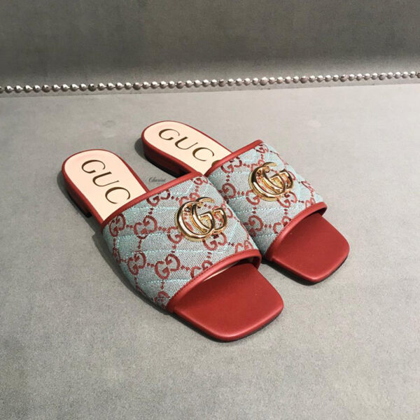 Gucci GG Matelassé canvas flat sandals
