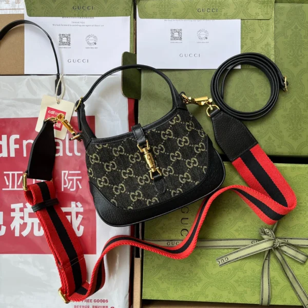 JACKIE 1961 SMALL HANDBAG 19 IN BLACK YELLOW DENIM BLACK