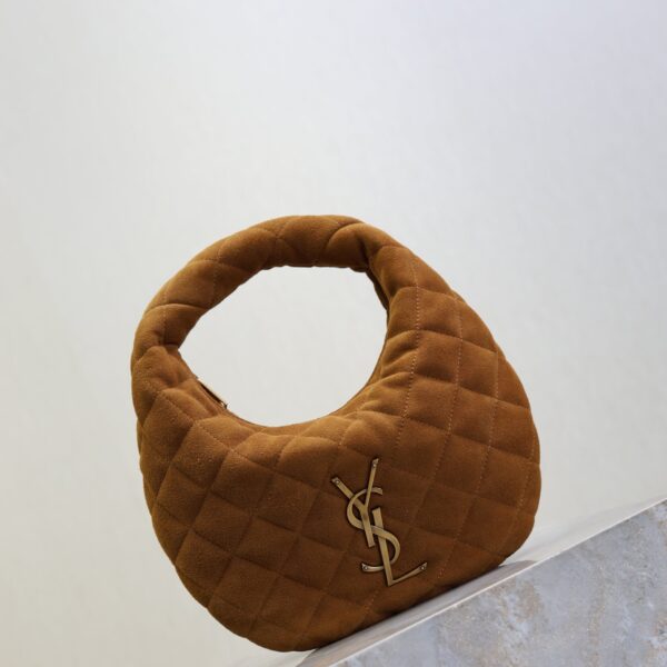 YSL ICARINO MINI 17 IN CARAMEL QUILTED SUEDE GOLD HARDWARE