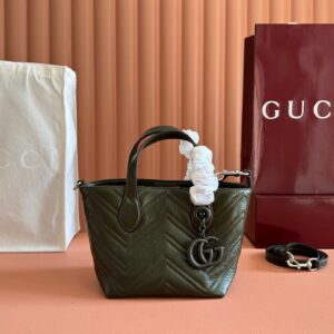 GUCCI GG MARMONT TOTE BAG 17 IN MOSS GREEN
