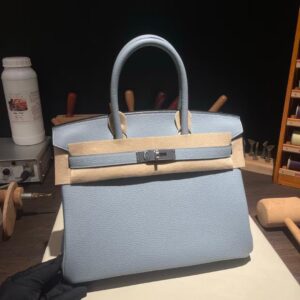 HERMES BIRKIN 25 CLOUD BLUE* TOGO LEATHER *SILVER* HARDWARE