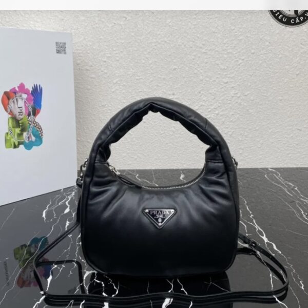 Prada Soft Padded Nappa Leather Mini Bag in black