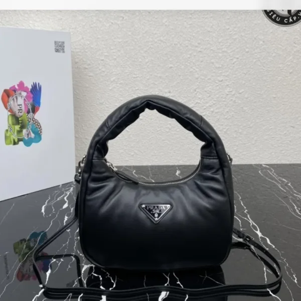 Prada Soft Padded Nappa Leather Mini Bag in black