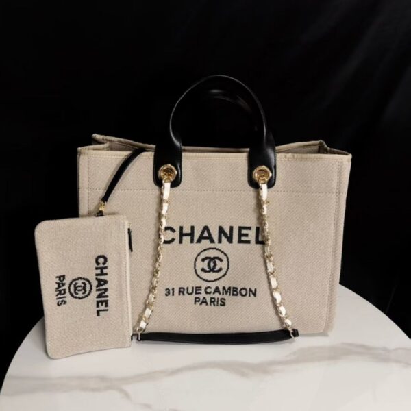 Chanel Deauville Tote in beige and black