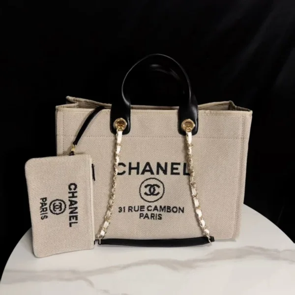 Chanel Deauville Tote in beige and black