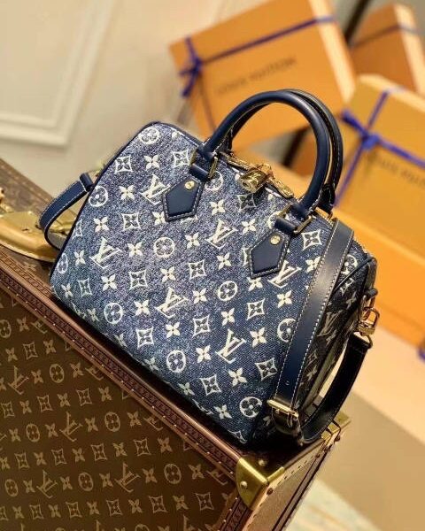 Louis Vuitton Blue Monogram Denim Jacquard Speedy 25