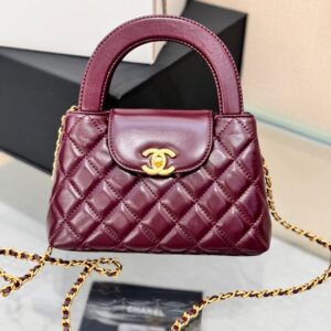 CHANEL KELLY 19 IN WINE RED LAMBSKIN WITH GOLD HARDWARE