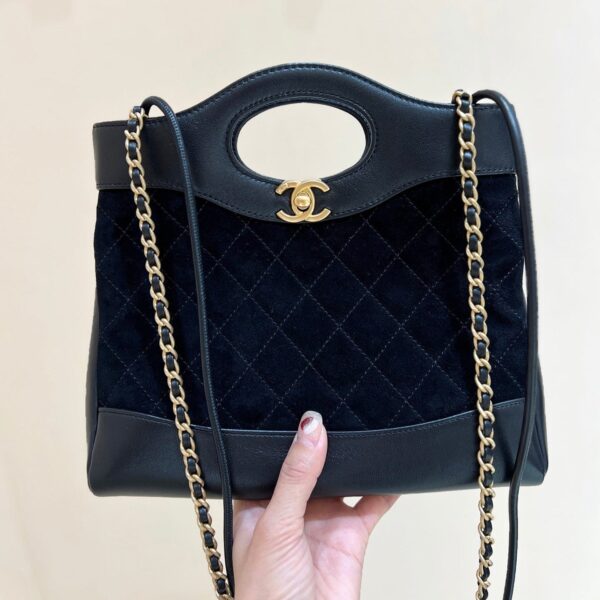 Chanel Mini Quilted Suede and Lambskin 31 Shopping Bag.