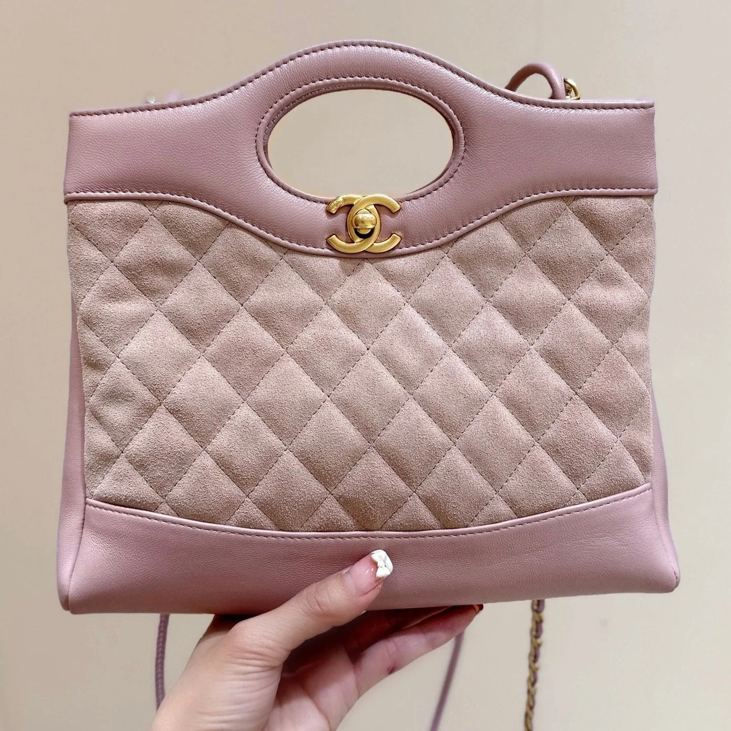 Chanel Calfskin Suede Quilted Mini 31 Shopping Bag