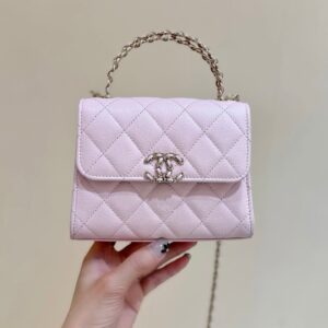 CHANEL 25S Double C Logo Diamond Shiny Calfskin