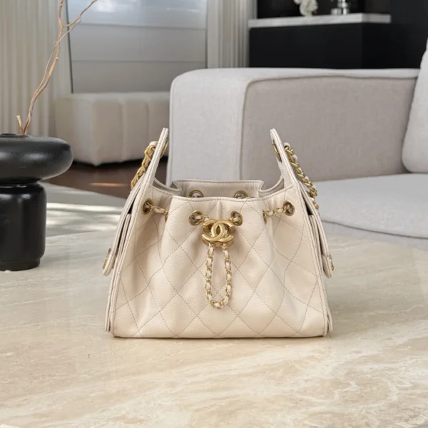 CHANEL 25 MINI SIZE BEIGE WITH GOLD HARDWARE