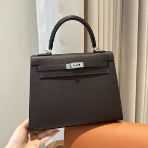 Hermès Kelly 25 Epsom Ebene Sliver Hardware