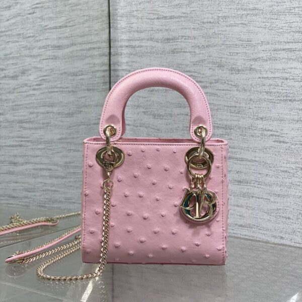 Christian Dior Mini Lady Dior bag in Pink ostrich leather