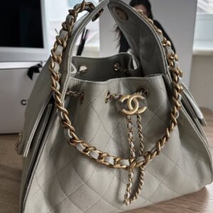 Chanel Small 25 Grey with Gold Hardware