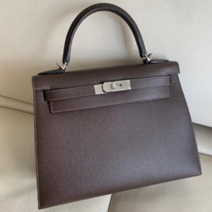 Hermès Kelly 28 Epsom Ebene Sliver Hardware