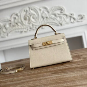 HERMES KELLY MINI 19 WHITE CALFSKIN GOLD HARDWARE