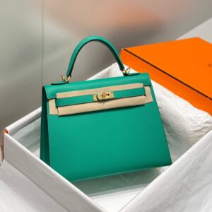 HERMES KELLY 25CM IN VERT VERTIGO EPSOM GOLD HARDWARE