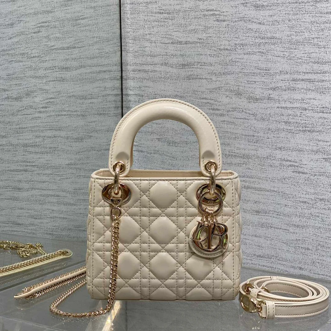Dior Mini Lady Dior Bag in latte cannage