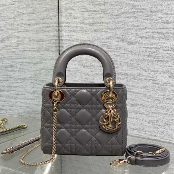 Christian Dior Mini Lady Dior bag in gray